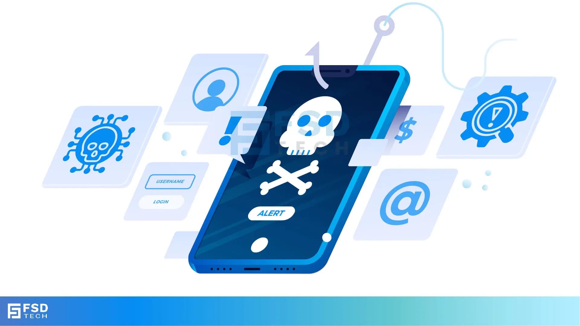 Xcitium Cybersecurity Illustration Depicting Phishing Attack On Mobile Device With Malware, Data Theft, And Spoofed Login Pages. AI-Driven Protection Against Email Phishing, Ransomware, And Social Engineering Threats For Businesses In GCC And Africa.
