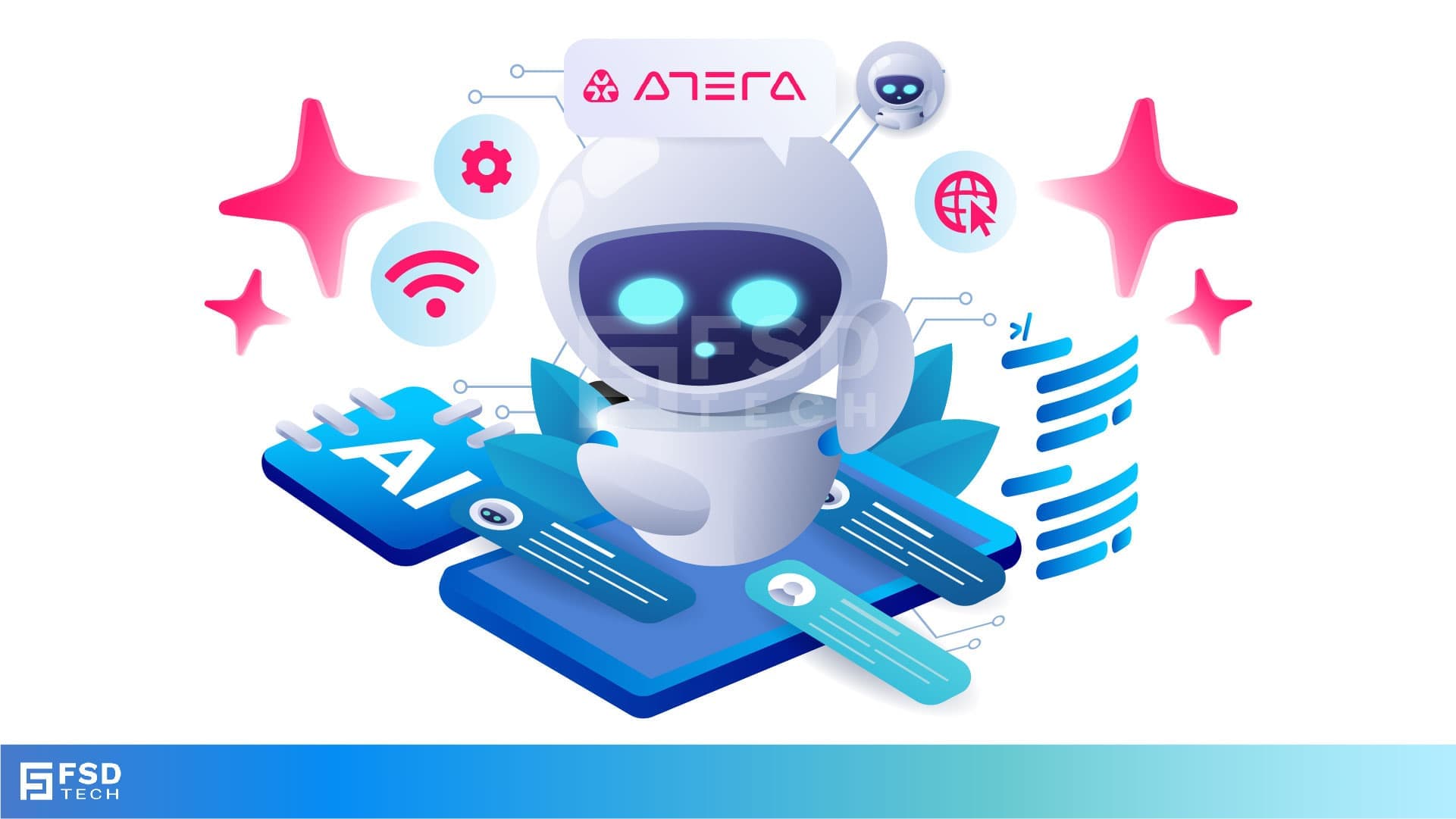 Atera AI Copilot guiding IT automation setup—illustration of AI-powered bot streamlining ticketing, workflows, and scripts for IT teams in the UAE.