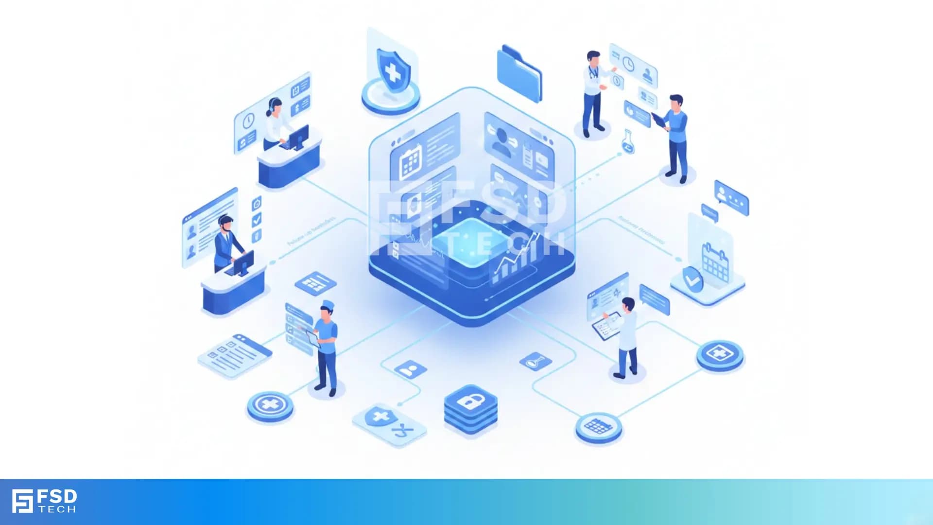Illustration showing the transition from manual spreadsheets and paper-based HR processes to the Zeta HRMS digital platform. Depicts HR teams moving data into a centralized, automated HR system with modules for payroll, attendance, compliance, and employee management, highlighting improved efficiency and collaboration. FSD Tech branding visible at the bottom.