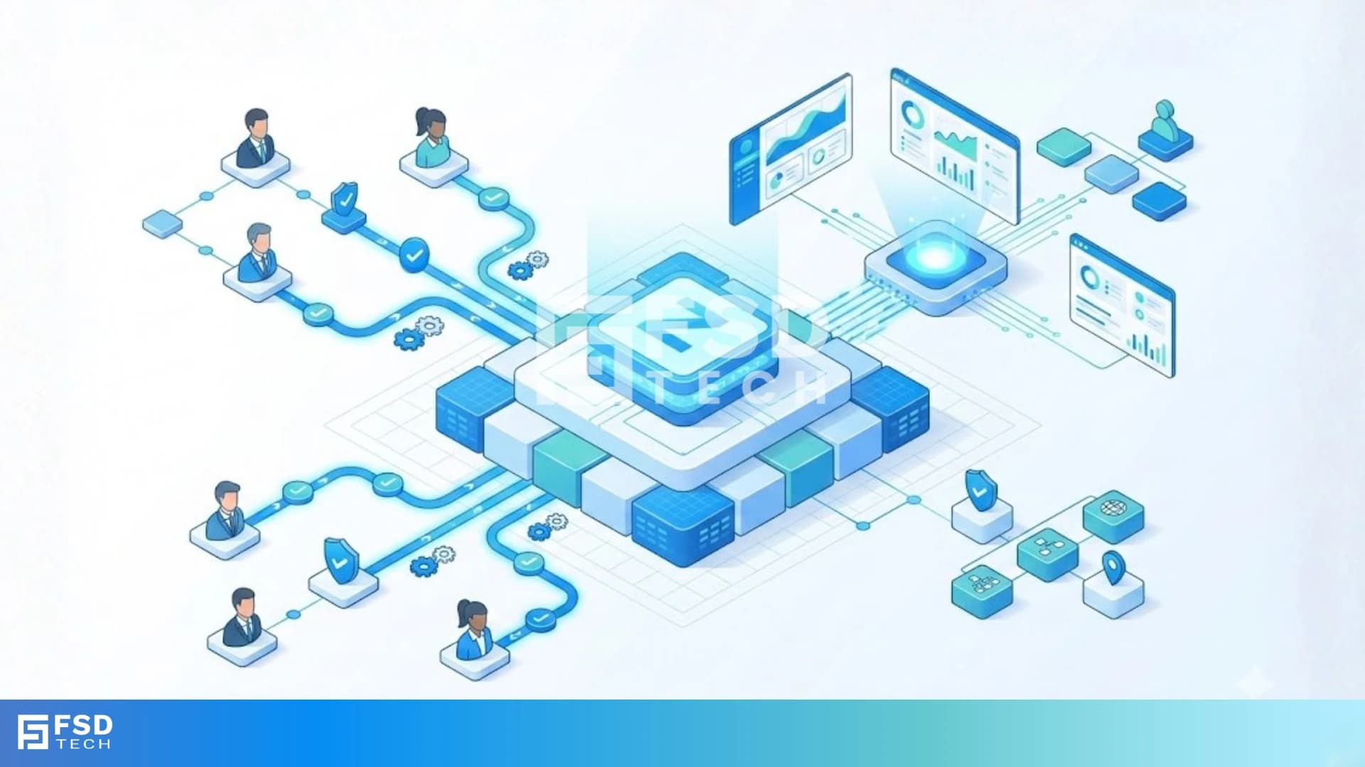 Diagram showing a centralized HR operating framework powered by Zeta HRMS, connecting employees, workflows, approvals, and analytics into a unified, system-driven HR model.