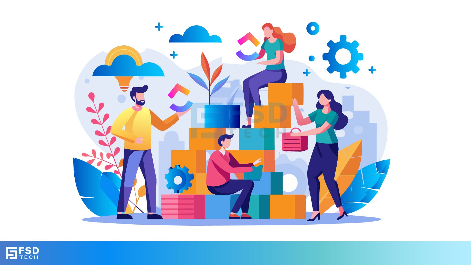 Illustration of a diverse team managing product launch tasks using ClickUp’s Milestone View—symbolizing collaboration, planning, and agile execution.