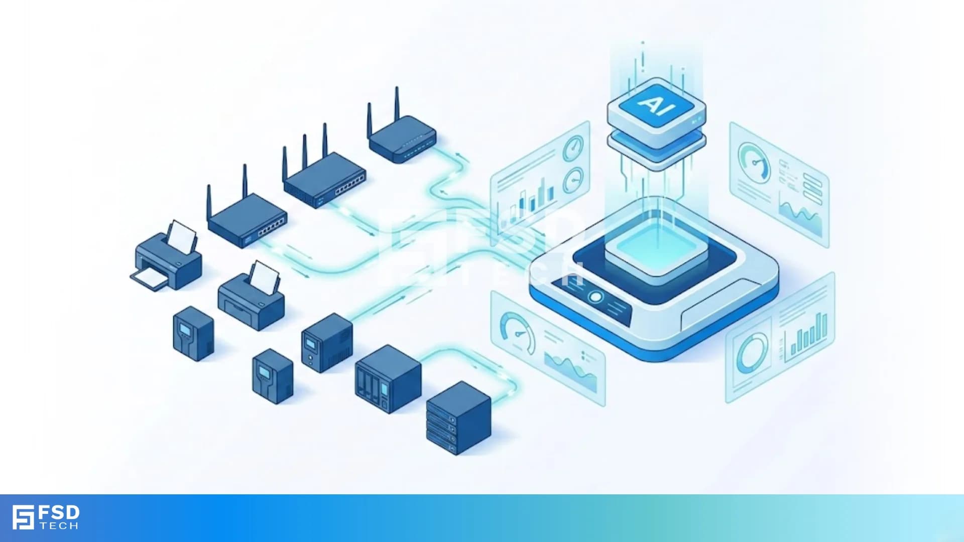 hIsometric diagram illustrating Atera AI Copilot supporting persistent AI conversations and multi-chat workflows, helping IT teams analyze infrastructure data, maintain troubleshooting context, and manage multiple technical investigations simultaneously.